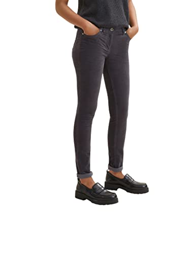 TOM TAILOR Damen Alexa Slim Samthose 1034190, 15417 - Evident Anthracite, 32W / 30L von TOM TAILOR