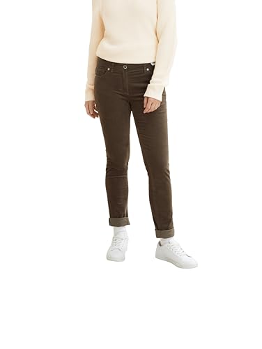 TOM TAILOR Damen Alexa Slim Samthose 1034190, 18123 - Tarmac Khaki, 34W / 30L von TOM TAILOR