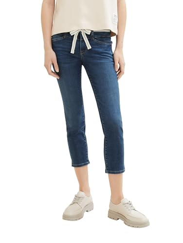 TOM TAILOR Damen Alexa Straight Cropped Jeans, mid stone wash denim, 29/26 von TOM TAILOR