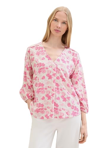 TOM TAILOR Damen Basic Bluse mit V-Ausschnitt , pink small floral design, 32 von TOM TAILOR