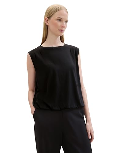 TOM TAILOR Damen Basic Blusen-Top mit Struktur, deep black, XS von TOM TAILOR