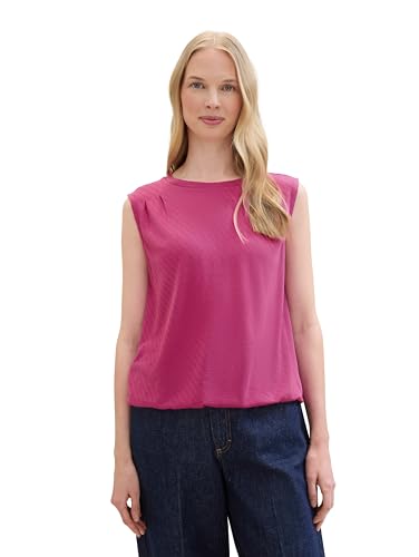 TOM TAILOR Damen Basic Blusen-Top mit Struktur, lush orchid, M von TOM TAILOR