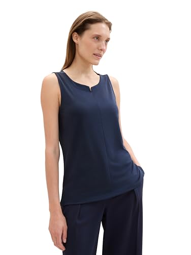TOM TAILOR Damen Basic Blusen-Top mit weitem Rundhalsausschnitt, sky captain blue, M von TOM TAILOR