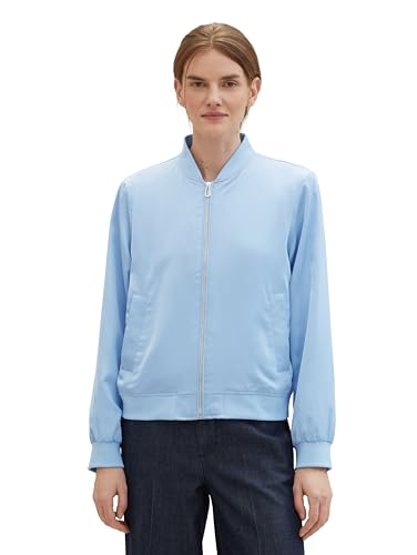 TOM TAILOR Damen Basic Bomberjacke, 34587 - Light Fjord Blue, L von TOM TAILOR