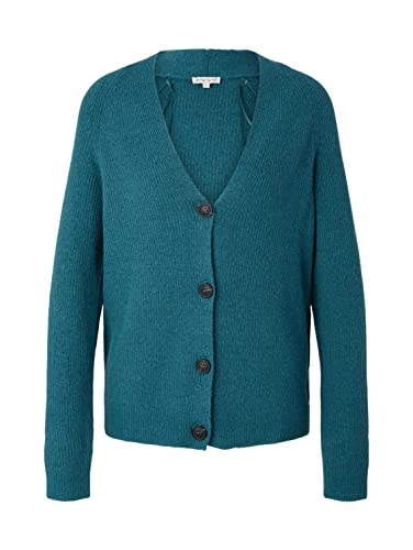 TOM TAILOR Damen 1033279 Basic Cardigan, 30669 - Pastel Teal Melange, M von TOM TAILOR