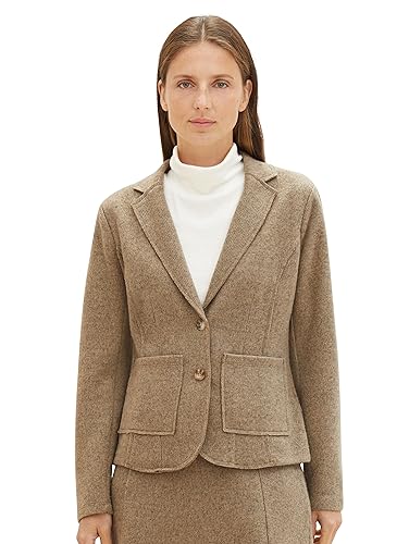 TOM TAILOR Damen Basic Cosy Blazer mit Taschen , doeskin melange, XXS TOM TAILOR Damen Basic Cosy Blazer mit Taschen , doeskin melange, XXS von TOM TAILOR