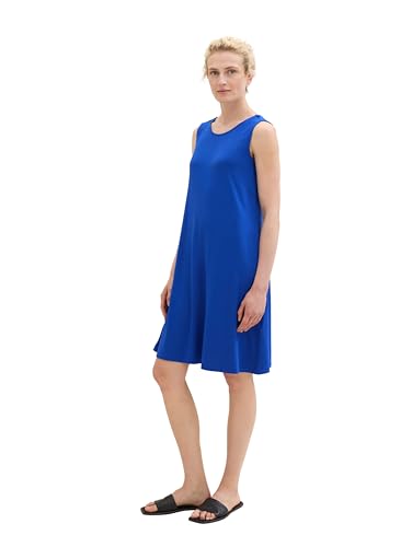 TOM TAILOR Damen Basic Jersey Kleid, shiny royal blue, 32 von TOM TAILOR