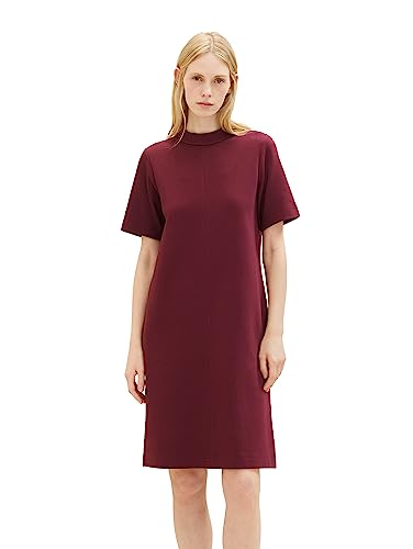 TOM TAILOR Damen 1037930 Basic Kleid mit Stehkragen & Taschen, 10308-Deep Burgundy Red, 40 von TOM TAILOR