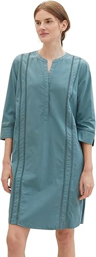 TOM TAILOR Damen Basic Kleid mit V-Ausschnitt & Taschen, 10697 - Sea Pine Green, 46 von TOM TAILOR