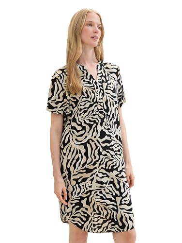 TOM TAILOR Damen Basic Kurzarm-Kleid mit Allover Print, black cut palmtree design, 38 TOM TAILOR Damen Basic Kurzarm-Kleid mit Allover Print, black cut palmtree design, 38 von TOM TAILOR