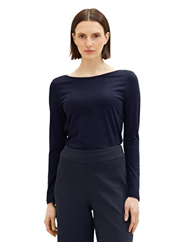 TOM TAILOR Damen 1038922 Basic Langarmshirt, 10668-sky Captain Blue, L von TOM TAILOR