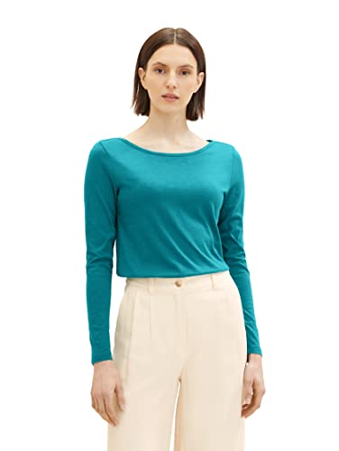 TOM TAILOR Damen 1038922 Basic Langarmshirt, 21178-ever Green, XS von TOM TAILOR