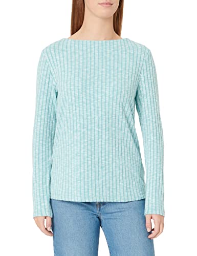 TOM TAILOR Damen Basic Langarmshirt mit Rippstruktur 1034157, 30561 - Teal Blue Melange, XL von TOM TAILOR