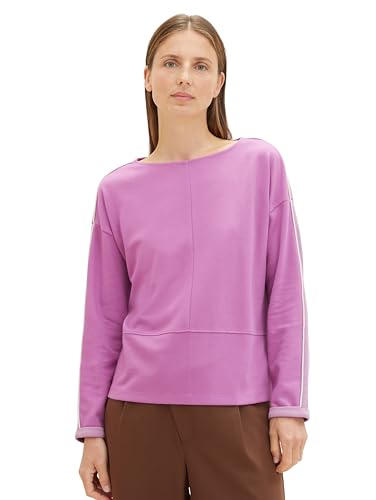 TOM TAILOR Damen Basic Langarmshirt mit U-Boot Ausschnitt, mauvy plum, L von TOM TAILOR