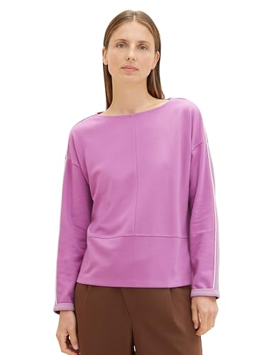 TOM TAILOR Damen Basic Langarmshirt mit U-Boot Ausschnitt, mauvy plum, XL von TOM TAILOR