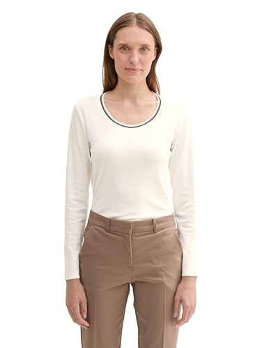TOM TAILOR Damen Basic Longsleeve, 10315 - Whisper White, L von TOM TAILOR