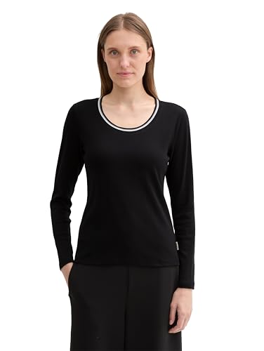 TOM TAILOR Damen Basic Longsleeve, 14482 - Deep Black, L von TOM TAILOR