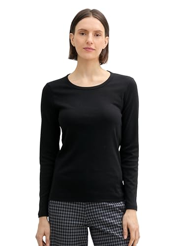 TOM TAILOR Damen Basic Longsleeve, 14482 - Deep Black, M von TOM TAILOR