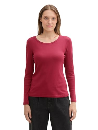 TOM TAILOR Damen Basic Longsleeve, 35930 - Deep Red, XXS von TOM TAILOR