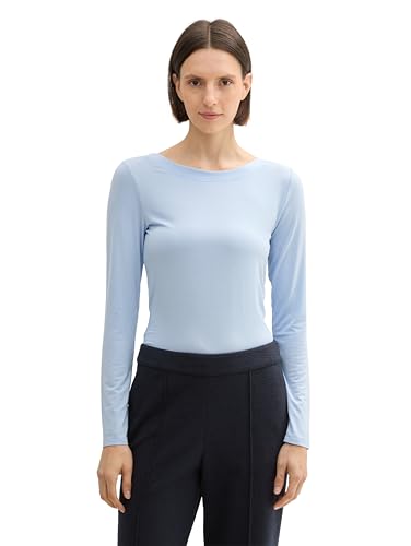 TOM TAILOR Damen Basic Longsleeve mit U-Boot-Kragen, 11270 - Kentucky Blue, XXL von TOM TAILOR