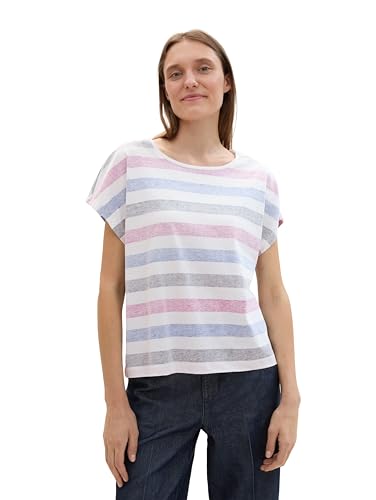 TOM TAILOR Damen Basic Loose Fit T-Shirt mit Streifen, multicolored stripe design, XXXL TOM TAILOR Damen Basic Loose Fit T-Shirt mit Streifen, multicolored stripe design, XXXL von TOM TAILOR