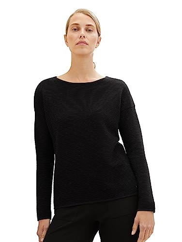 TOM TAILOR Damen 1038877 Basic Ottoman Pullover, 14482-deep Black, XXL von TOM TAILOR