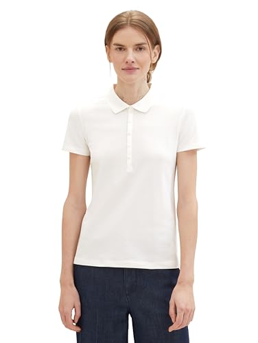 TOM TAILOR Damen Basic Polo Shirt, 10315 - Whisper White, M von TOM TAILOR