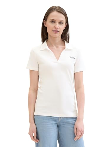 TOM TAILOR Damen Basic Poloshirt mit Logo , Whisper White, XXXL von TOM TAILOR