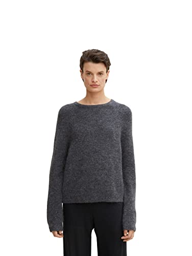 TOM TAILOR Damen Basic Pullover 1034057, 30281 - Evident Anthracite Melange, M von TOM TAILOR