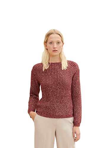 TOM TAILOR Damen Basic Pullover 1034058, 30812 - Port Red Melange, S von TOM TAILOR