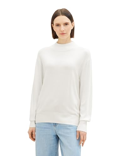 TOM TAILOR Damen Basic Pullover mit Ballonärmeln, Whisper White, M von TOM TAILOR