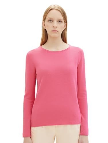 TOM TAILOR Damen Basic Pullover mit Rundhalsausschnitt, 15799 - Carmine Pink, XXL von TOM TAILOR