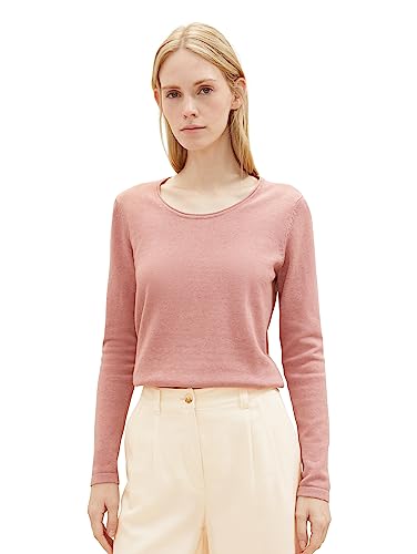 TOM TAILOR Damen 1039775 Basic Pullover mit Rundhalsausschnitt, 24560-blush Rose Melange, XXL TOM TAILOR Damen 1039775 Basic Pullover mit Rundhalsausschnitt, 24560-blush Rose Melange, XXL von TOM TAILOR