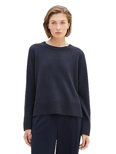 TOM TAILOR Damen Basic Pullover mit Rundhalsausschnitt, sky captain blue, XXL von TOM TAILOR