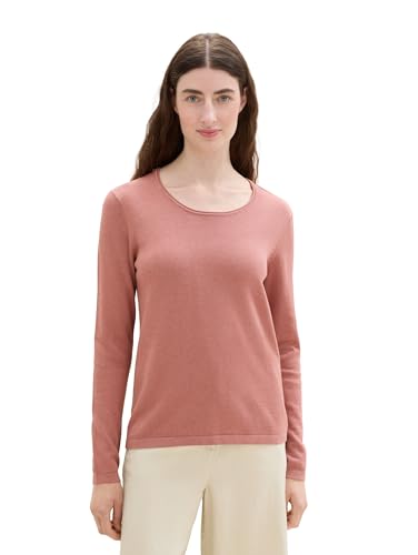 TOM TAILOR Damen Basic Pullover mit Rundhalsausschnitt,33157 - Fading Rose Melange, XXS von TOM TAILOR