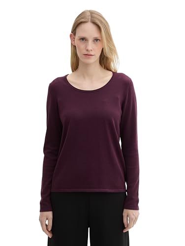 TOM TAILOR Damen Basic Pullover mit Rundhalsausschnitt,35796 - BlackBerry, XXL von TOM TAILOR
