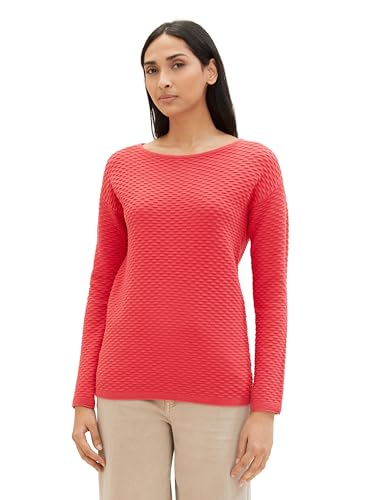 TOM TAILOR Damen Basic Pullover mit Struktur, dawn pink, XL von TOM TAILOR