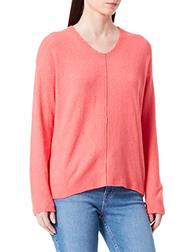 TOM TAILOR Damen Basic Pullover mit V-Ausschnitt 1033640, 12230 - Smooth Papaya Red, L von TOM TAILOR