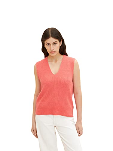 TOM TAILOR Damen Basic Pullunder 1033277, 12230 - Smooth Papaya Red, S von TOM TAILOR