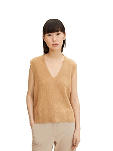 TOM TAILOR Damen Basic Pullunder 1033277, 30263 - Soft Light Camel Melange, S von TOM TAILOR
