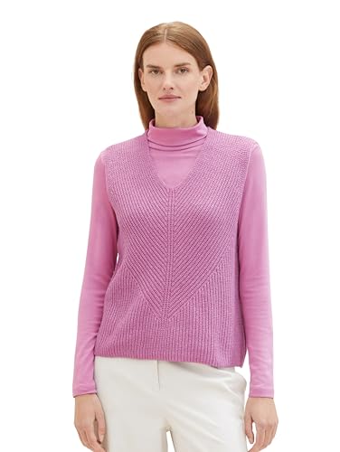 TOM TAILOR Damen Basic Pullunder Weste , mauvy plum melange, XS von TOM TAILOR