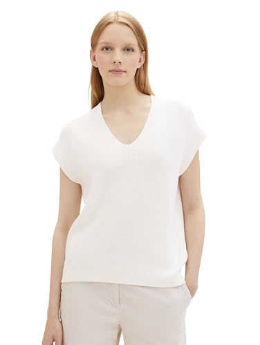 TOM TAILOR Damen Basic Pullunder mit V-Ausschnitt, 10315 - Whisper White, XL von TOM TAILOR