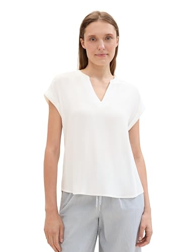 TOM TAILOR Damen Basic Sommer Blusen-Top, Whisper White, 38 von TOM TAILOR