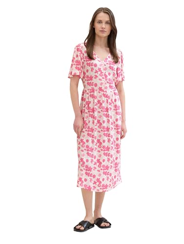TOM TAILOR Damen Basic Sommer-Kleid mit Allover Print, pink small floral design, 34 von TOM TAILOR