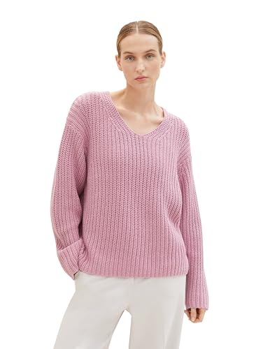 TOM TAILOR Damen Basic Strickpullover, dusty vanda, L von TOM TAILOR