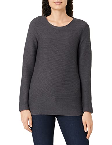 TOM TAILOR Damen Basic Strickpullover aus Bio-Baumwolle, 30279 - Evident Anthracite Melange, L von TOM TAILOR