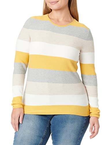 TOM TAILOR Damen 1033701 Basic Strickpullover, 24659 - Camel Ottoman Stripe, M von TOM TAILOR