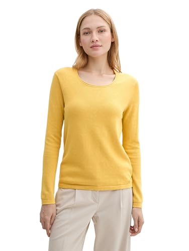 TOM TAILOR Damen Basic Strickpullover aus Baumwolle, 24567 - California Sand Melange, XS von TOM TAILOR