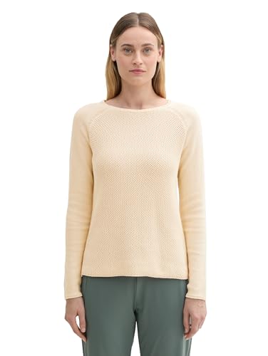 TOM TAILOR Damen Basic Strickpullover aus Baumwolle, 28130 - Soft Buttercream, XXL von TOM TAILOR