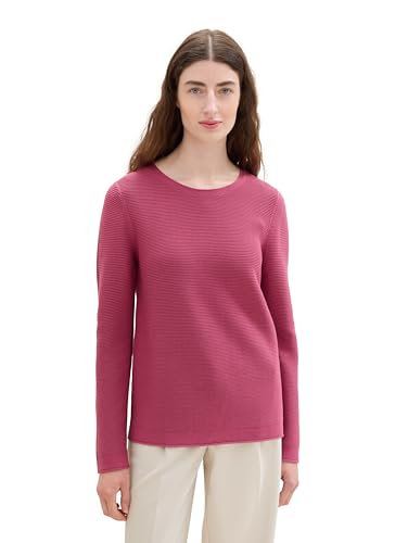 TOM TAILOR Damen Basic Strickpullover aus Bio-Baumwolle, 16348 - Pink Velvet, XS von TOM TAILOR